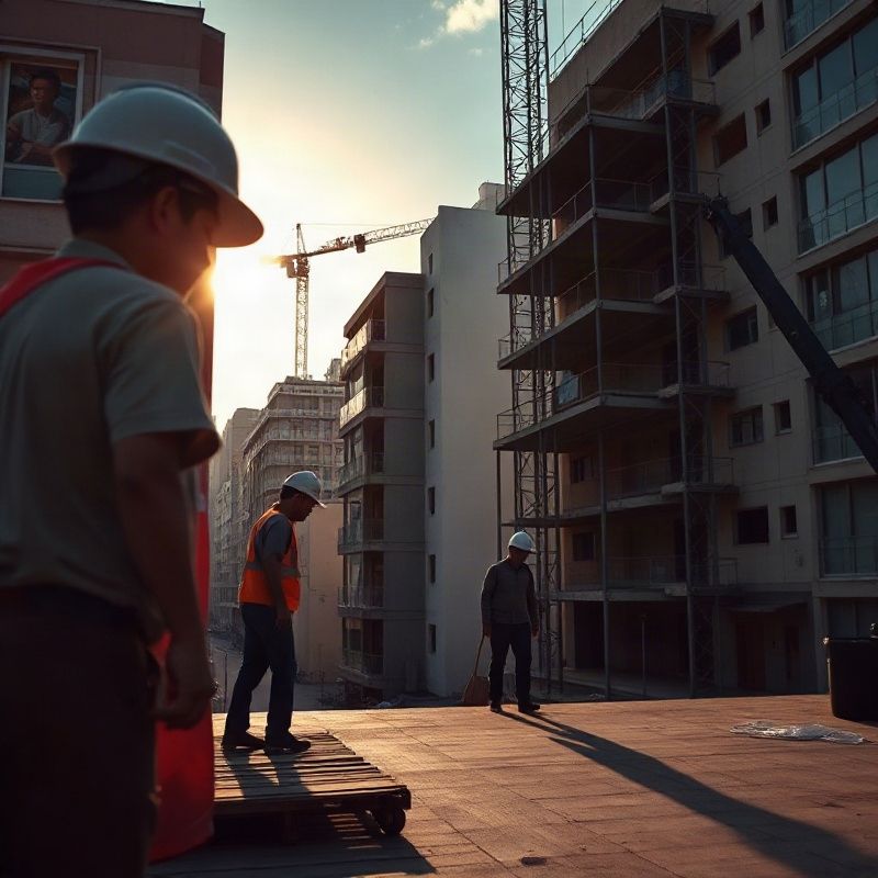Trabajadores en una obra de construcción en Montevideo